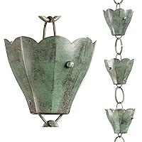Good Directions 463V1-8 Tulip Rain Chain, 8-1/2 Feet Long, 13 Extra Large Cups, Blue Verde Copper