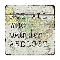 Not All Who Wander Are Lost Aluminum Sign Journeys ​to Africa Antique Map Metal Sign Adventure Map Retro Metal Wall Hanging Sign for Kid Room Living Room 12x12in