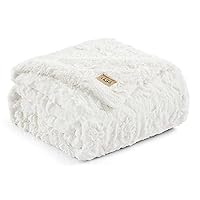 10483 Adalee Soft Faux Fur Reversible Accent Throw Blanket Luxury Cozy Fluffy Fuzzy Hotel Style Boho Home Decor Soft Luxurious Comfy Blankets for Couch, 70 x 50-Inch, Natural