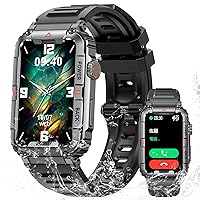 Military Standard, 1.57 inch Large Screen, Call Function, Bluetooth 5.2 Calls, Android & iPhone Compatible, IP67 Waterproof, Dustproof, Shockproof, Smart Watch for Men, Fall Prevention, Outdoor Smart
