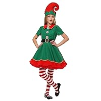 Child Holiday Elf Costume Dress and Hat Elf Costume for Girls