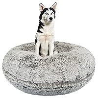 Bessie and Barnie Bagel Dog Bed - Extra Plush Faux Fur Dog Bean Bed - Circle Dog Bed - Waterproof Lining and Removable Washable Cover - Calming Dog Bed - Multiple Sizes & Colors Available