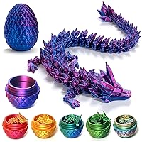 3D Printed Dragon Egg with Dragon Inside Easter Egg Full Articulated Dragon Crystal Dragon Fidget Toy Colorful Gift for Adults (Purple)
