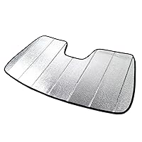 Custom Fit Car Sun Shade Windshield | Sun Visor | Car Window Shades | Fold Up Front Sunshade Visor | Compatible With Dodge Ram 1500 Crew Cab 2019-2024 | CFS-522-S | Silver & Grey 1-pc Set