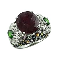 Ruby Gf Oval Shape 14X12MM Natural Non-Treated Gemstone 10K White Gold Ring Gift Jewelry for Women & Men