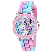 Accutime Kids Disney Minnie Mouse Unicorn Analog Quartz Time Teacher Wrist Watch with Pink Bezel, Cotton Candy Strap for Toddlers, Girls & Boys to Learn How to Tell Time (Model: MN9072AZ)