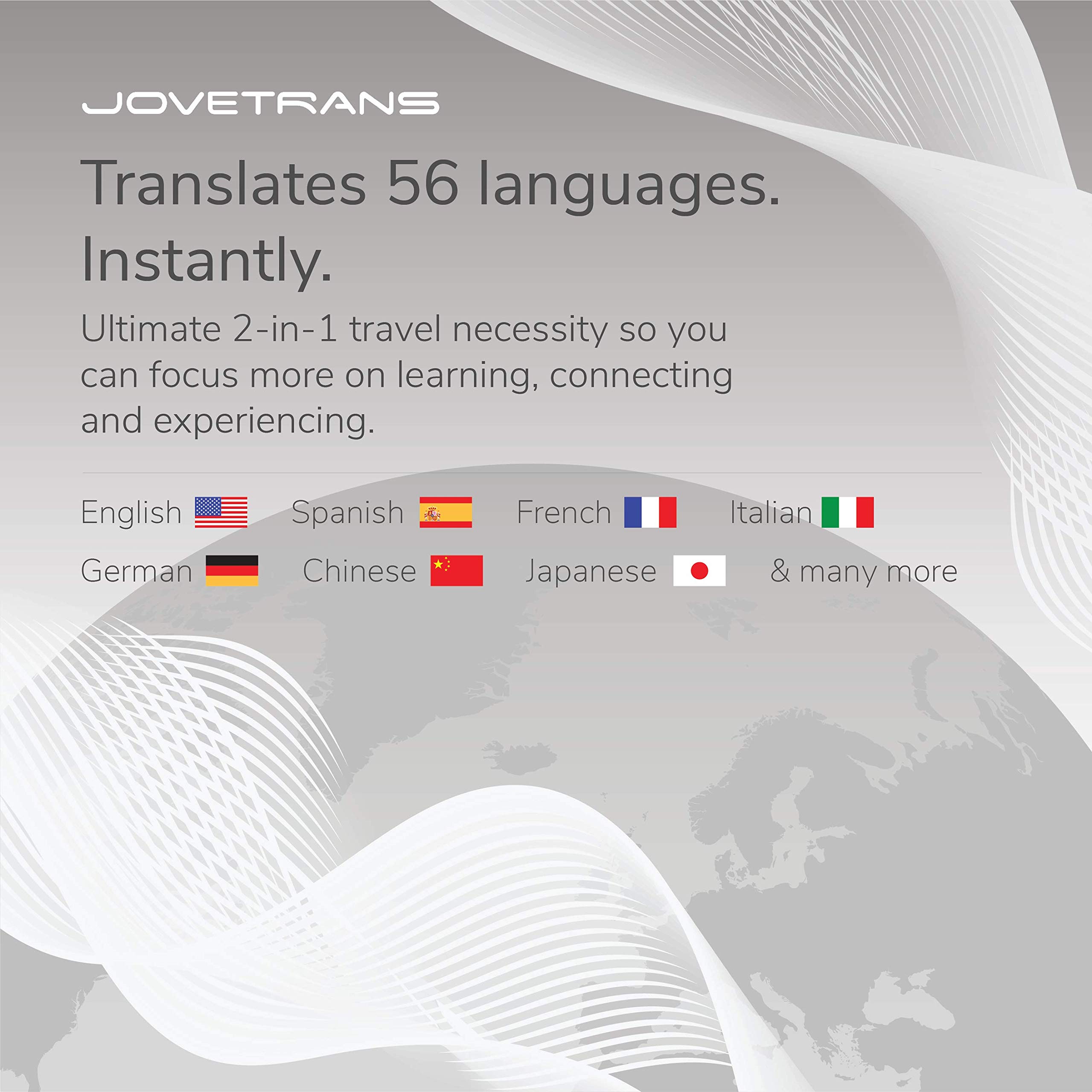 JoveTrans Mix Translator Earbuds, Portable Language Translator Device for On-The-Go Wireless Translation (Black)