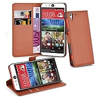 Book Case Compatible with HTC Desire Eye in Saddle Brown - with Magnetic Closure, Stand Function and Card Slot - Wallet Etui Cover Pouch PU Leather Flip