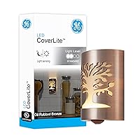 GE CoverLite LED Night Light, Decorative, Plug-In, Smart Dusk-to-Dawn Sensor, Home Decor, Ideal for Bedroom, Bathroom, Kitchen, Hallway, 1 Pack, 29846, Oil Rubbed Bronze | Tree of Life