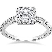P3 POMPEII3 1ct Princess Cut Pave Halo Diamond Engagement Ring 14K White Gold