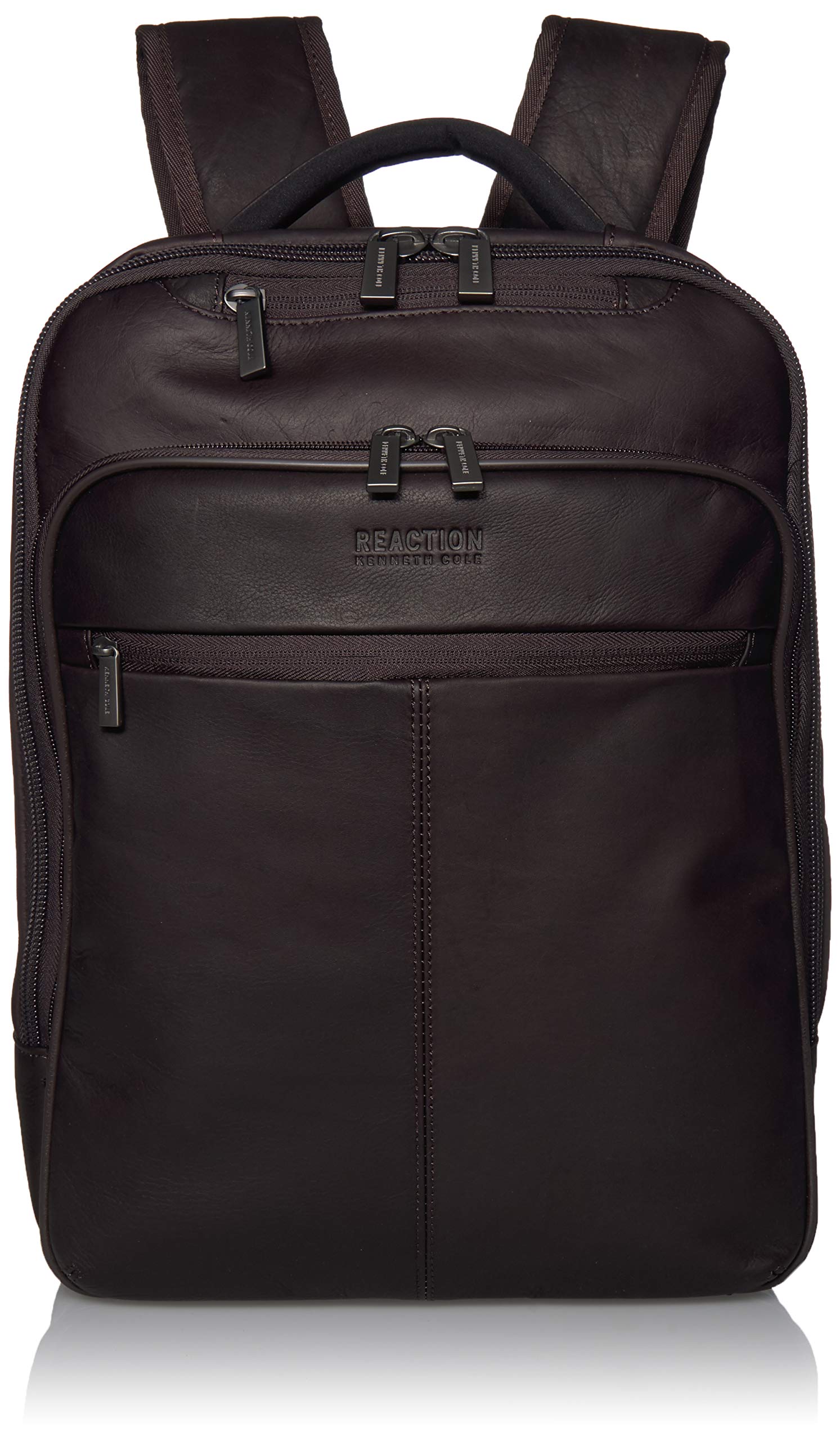 Kenneth Cole Reaction Manhattan Slim Backpack Colombian Leather Computer Travel Bookbag Bag, Brown, 16