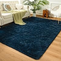 Andecor Shag Area Rug for Living Room, 6x9 Feet Navy Blue Soft Fluffy Indoor Plush Throw Rugs for Bedroom Girls Kids Room Nursery Dorm Home Decor Carpet