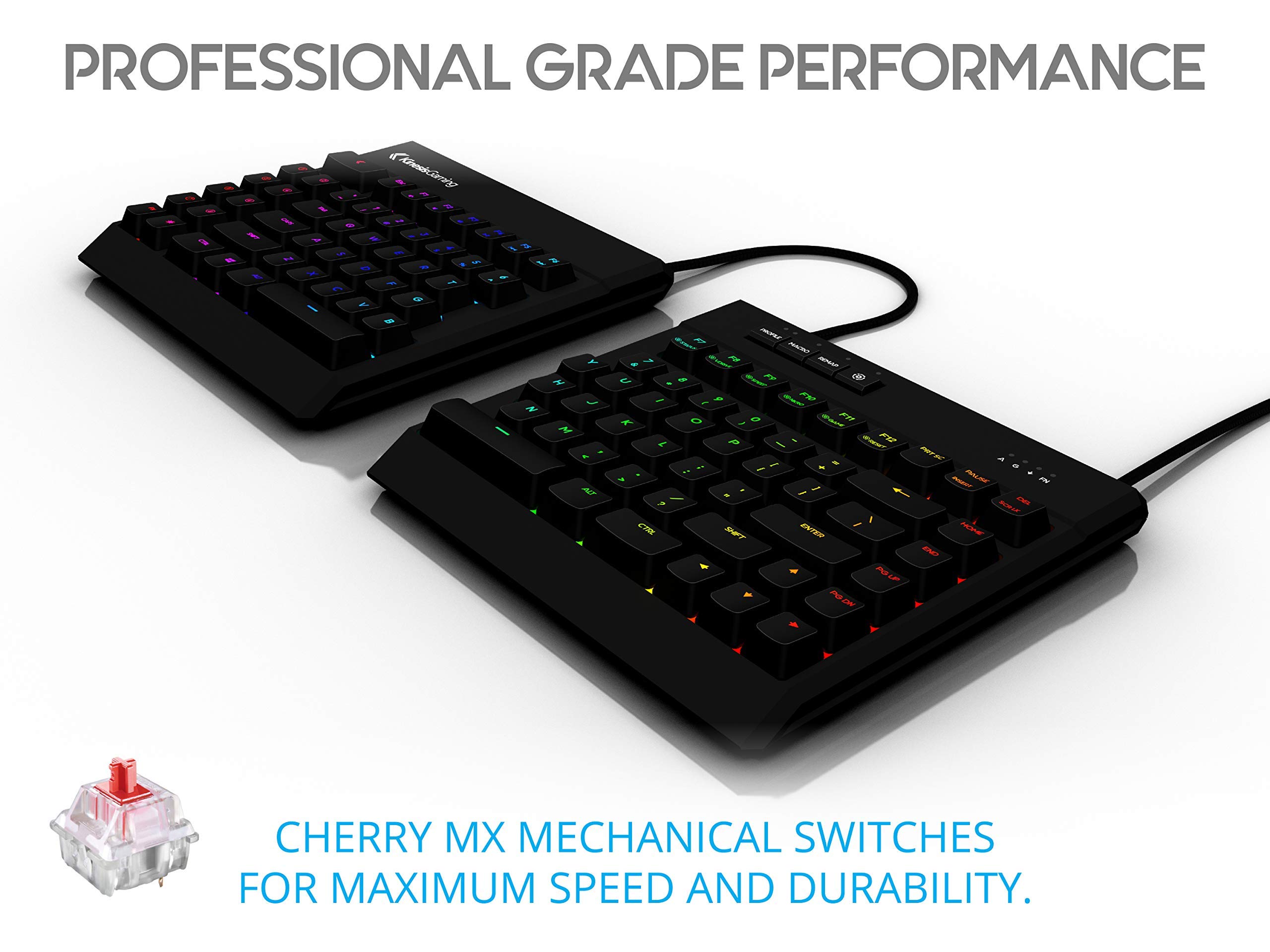 KINESIS Gaming Freestyle Edge RGB Split Mechanical Keyboard (MX Red) (Renewed)