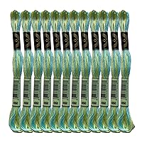 Magical Color Variegated Cross Stitch Thread Color Variations Embroidery Floss Pack, 8.7-Yard, Weeping Willow, Pack of 12 Skeins