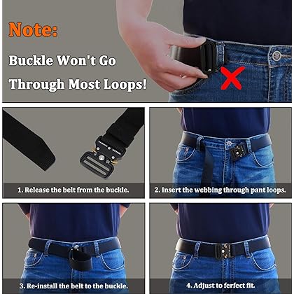 FAIRWIN Tactical Belt, Work Belts for Men Military Webbing Riggers Web Belt Heavy-Duty Quick-Release Buckle