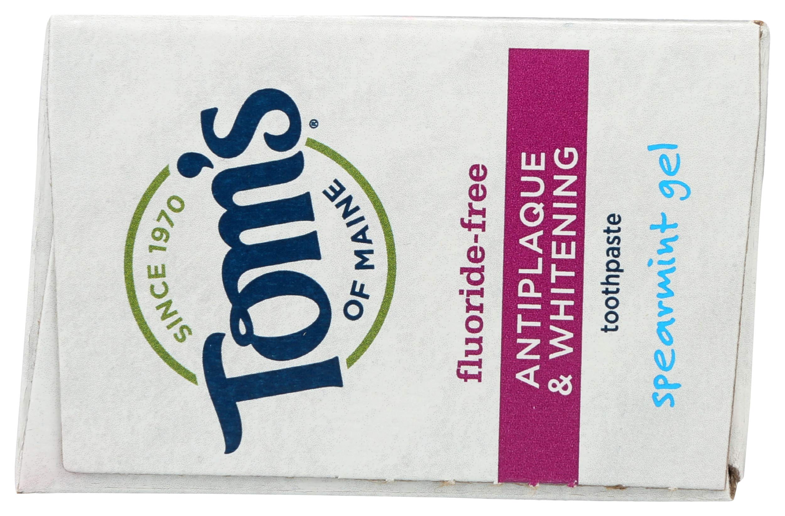 Tom's of Maine, Fluoride Free Antiplaque & Whitening Toothpaste - Spearmint Gel, 4.7 Ounce