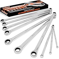 HORUSDY 10-Piece Extra Long Ratcheting Wrench Set with Tool Bag, Metric 8-19mm, CR-V Steel Combination Wrench Set