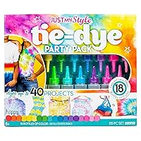 Just My Style Tie-Dye Party Pack, DIY Tie Dye Kit, Create Up to 40 Tie-Dye Projects Includes 18 Dyes, 90 Rubber Bands, Gloves & Project Guide, Great Staycation Activity for Kids Ages 6, 7, 8, 9