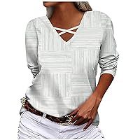 Womens V Neck Cross Band Tops Business Casual Shirts Sexy Long Sleeve Blouses Fall Basics Clothes
