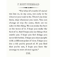 Inspirational & Motivational Quote Decor of F. Scott Fitzgerald - For What It's Worth / Unframed Quote Book Page Print Poster for Home Living Room Wall Decor & Inspiring Room Decor Gift for Him or Her Christmas Gift (30cm x 40cm, White)
