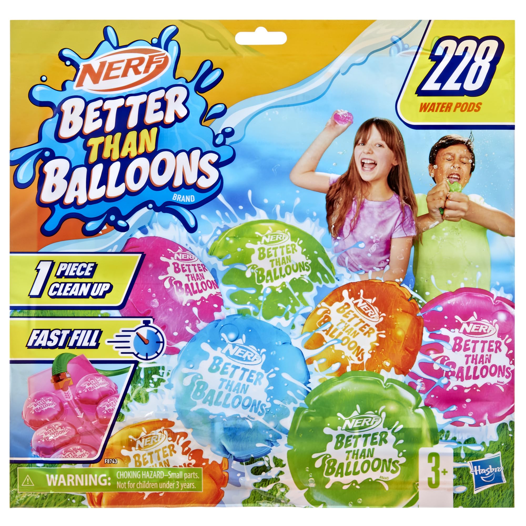 NERF Better Than Balloons Water Toys, 228 Pods, Easy 1 Piece Clean Up, Lots of Ways to Play, Backyard Water Fun, Gifts for Kids, Ages 3+