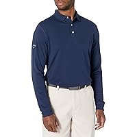 Men’s Long Sleeve Core Performance Polo, Opti-Dri Technology, Sun Protection, Golf Polo Shirts for Men