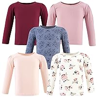 Hudson Baby Unisex Baby Thermal Long Sleeve Tees 5pk, Dusty Rose Floral, 3T