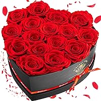16 Preserved Flower, Fresh Forever Roses in Heart Shape Box, Eternal Roses, Birthday Gifts for Women, Wife, Her, Mother's Day, Valentine's Day-Red Roses