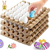 120 Pcs Unpainted Easter Wooden Eggs, Wood Easter Eggs to Paint with Natural Pulp Egg Cartons, Fake Eggs for Easter Egg Decorating, DIY Game, Kitchen Craft Adornment(White)