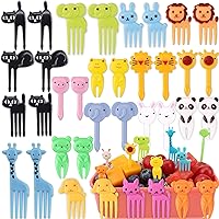 Animal Food Picks for Kids - 55 Pcs Cute Cartoon Fruit Toothpicks for Bento Box, Lunch, Snacks - BPA-Free, Reusable, Fun Kids Food Picks