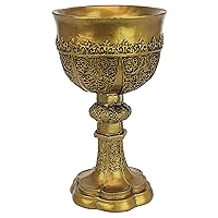 Design Toscano Golden Chalice of King Arthur Medieval Décor Decorative Gothic Goblet Sculpture, 5 Inches Wide, 5 Inches Deep, 9 Inches High, Metallic Gold Finish