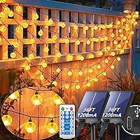 Solar String Lights for Outside - Bright 72Ft 120 LED Large Crystal Globe String Lights with Remote, Warm White 8 Modes Solar Powered Globe Lights Outdoor Waterproof for Yard Wedding Party Decor
