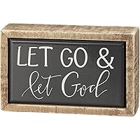 Primitives by Kathy 108308 Let Go & Let God Box Sign Mini, White