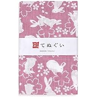 irodori Japanese Traditional Towel Tenugui Cherry Blossoms and Rabbits 12.99 x 34.64 in with Tenugui Iroha