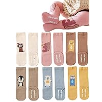 Baby Toddlers Knee High Non Slip Socks with Grips Girl Boy Non-Skid Socks Newborn Infant Floor Crawling Tube Stockings