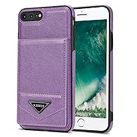 Phone Case Compatible with iPhone 7 Plus Card Slot Phone Case Leather Phone Case Bracket Type Phone Case Compatible with iPhone 7 Plus (Color : Purple)
