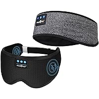 MUSICOZY White Noise Sleep Headphones Bluetooth Headband, Sleeping Headphones Mask, 3D Wireless Music Sleeping Headphones Earbuds for Yoga Travel Office Relax Cool Tech Gadgets Gifts 2 Packs