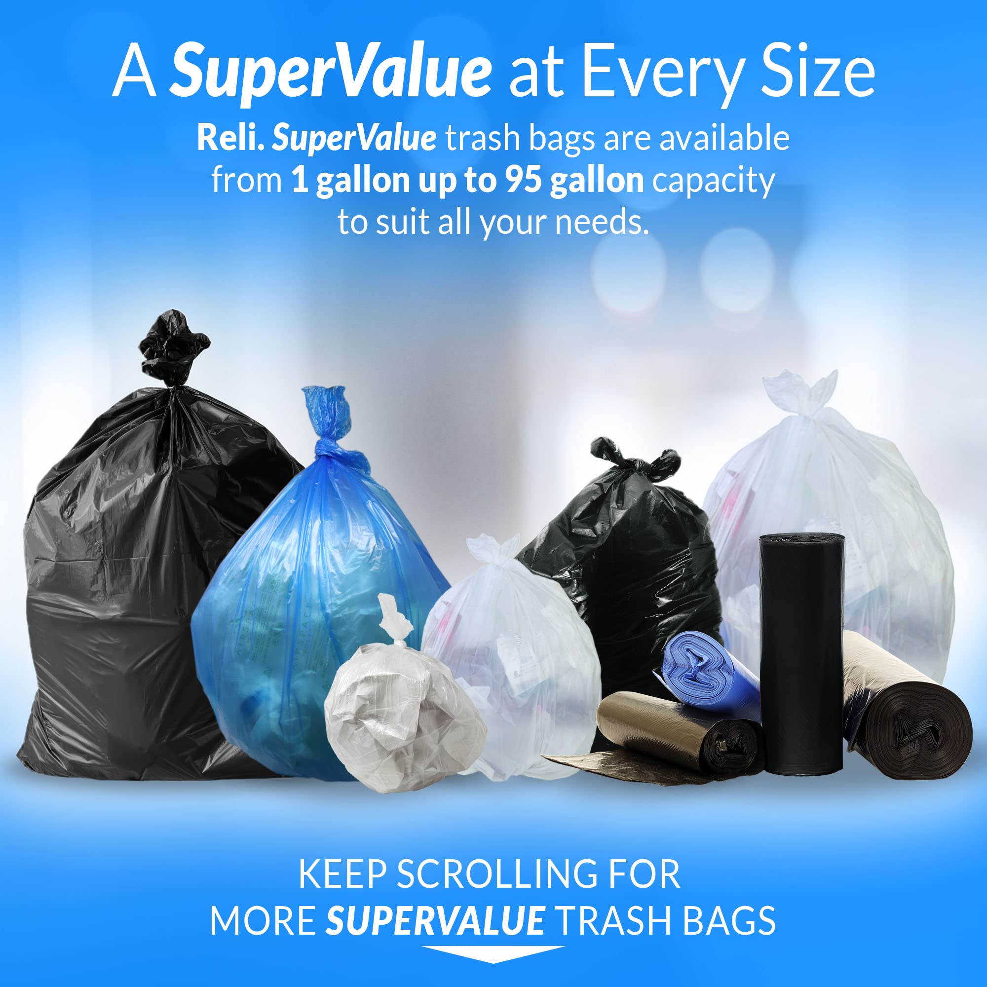 Amazon.com: Reli. SuperValue 6-10 Gallon Recycling Bags | 300 Count | Blue Trash  Bags : Health & Household