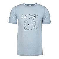 I'm Crabby, Graphic Men's Tee, Funny T Shirt, Shirts with Sayings, Stonewash Blue or Sage (S, Stonewash Blue)