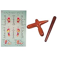 Massage toolsets with Chart for Professionals Foot Hand Massage Wooden Stick Reflexology (Japanese, Set E)