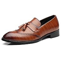 Men's Smoking Slipper Tassel Loafers Brogue PU Leather Driving Boat Moccasins Casual Shoes