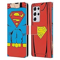 Head Case Designs Officially Licensed Superman DC Comics Classic Costume Logos Leather Book Wallet Case Cover Compatible with Samsung Galaxy S21 Ultra 5G