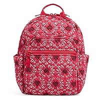 Vera Bradley Women's Cotton Small Backpack, Imperial Hearts Red - Recycled Cotton, One Size