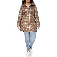 Calvin Klein Women's Hooded Chevron Packable Down Jacket (Standard and Plus)