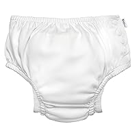 i play. by green sprouts Reusable, Eco Snap Swim Diaper with Gussets, UPF 50, White, Patented Design, STANDARD 100 by OEKO-TEX Certified 24 mo