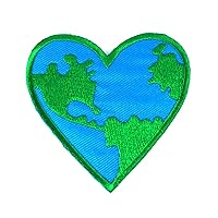 Love Earth Heart Embroidered Iron on Patch Save Nature World Valentine Peace
