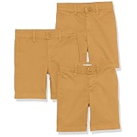 Amazon Essentials Boys and Toddlers' Uniform Woven Flat-Front Shorts (Wrinkle Resistant), Pack of 3