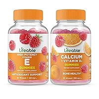 Lifeable Vitamin E + Calcium with Vitamin D, Gummies Bundle - Great Tasting, Vitamin Supplement, Gluten Free, GMO Free, Chewable Gummy