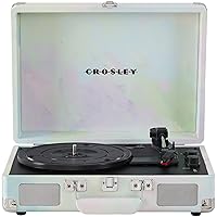 Crosley CR8005F-GW Cruiser Plus Vintage 3-Speed Bluetooth in/Out Suitcase Vinyl Record Player Turntable, Green Watercolor