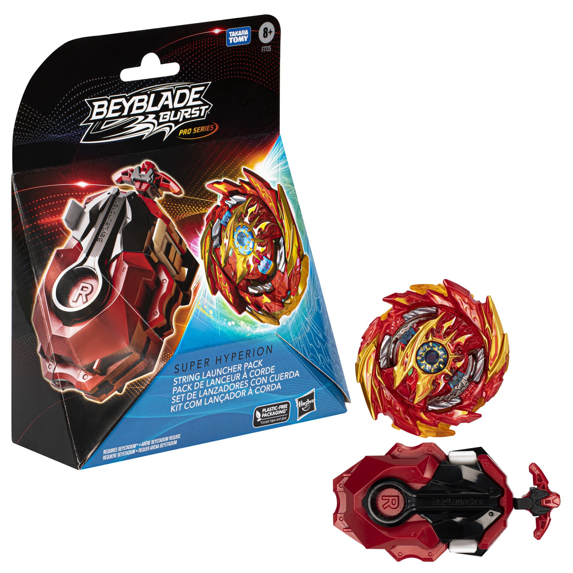 Beyblade Burst Pro Series Super Hyperion String Launcher  Pack, Right/Left Spin Beyblade Launcher with Spinning Top, Kid Toys for 8 Year Old Boys & Girls